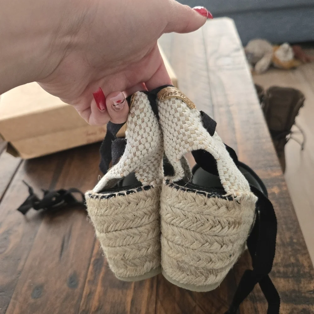 Toni Pons Valencia Wraparound Espadrille Wedge. Black. Size US 6.5. New.